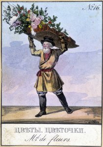 Blomsterhandler i Russland på 1800-tallet. av Unknown artist