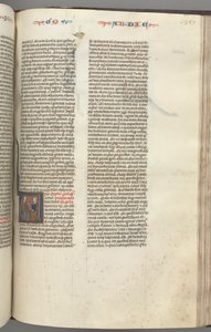 Fol. 357r, Obadja, historiisert initial V, Obadja og en jøde i diskusjon av Unknown artist