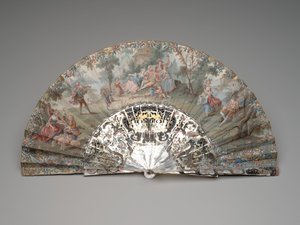 Sammenleggbar vifte med pastoral scene, ca. 1740-50-tallet av Unknown artist