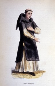 Tidligere benediktiner. Gravering fra et album på religiøse ordre, Paris av Unknown artist
