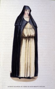 Tidligere nonne av St. Brigitte av Irlands orden. Gravering fra et album på religiøse ordre, Paris av Unknown artist