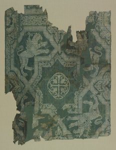 Fragment med stjernemønster og griffins av Unknown artist