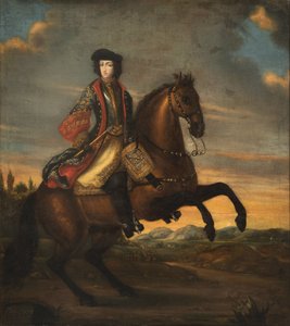Frederic IV de Holstein Gottorp a cheval - Portrett av Frederick IV (1671-1702), hertug av Holstein-Gottorp til hest, anonym . Olje på lerret av Unknown artist