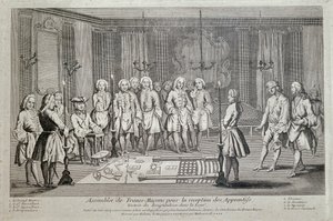 Frimureriet. Frimurerforsamling for «opptak av lærlinger». av Unknown artist