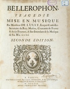 Frontispice av "" Bellerophon "" Lyrique-tragedie i fem akter med en prolog av Jean Baptiste Lully (Giovanni Battista Lulli) (Jean-Baptiste) (1632-1687). 1714. av Unknown artist