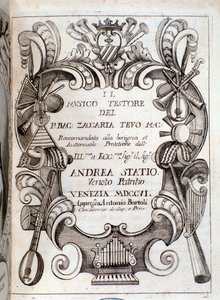 Frontispice of Il musico testore av Zaccaria Tevo av Unknown artist