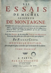 Frontispice av "" Les essays "" av den franske forfatteren og humanisten Michel de Montaigne (1533-1592). 1725 Barcelona. Biblioteca de Catalunya av Unknown artist
