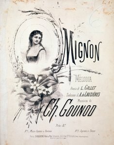 Frontispice of Mignon, melodi av Charles Gounod (1800-tallet) av Unknown artist