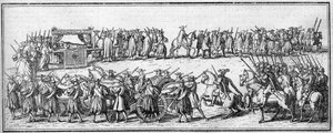 Begravelse av en pave på 1700-tallet: begravelseskonvoien. av Unknown artist