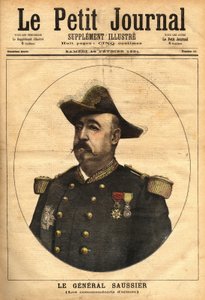 General Felix Gustave (Felix-Gustave) Saussier (1828-1905), ble hærfører og medlem av krigens overordnede råd fra 1882 til 1902. Gravering i "" Le petit journal illustrious"" 14.02.1891. Selvas samling. av Unknown artist