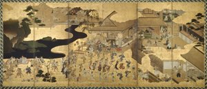 Sjangerscener (Fūzoku byōbu) av Unknown artist
