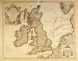 Geografisk kart som representerer England og Irland. Atlas av G. Delysle av Unknown artist