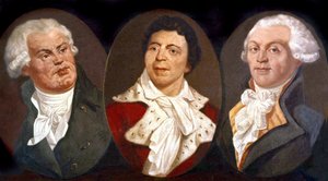 Georges Jacques Danton, Jean Paul Marat og Maximilien de Robespierre, tre hovedfigurer i den franske revolusjonen av Unknown artist