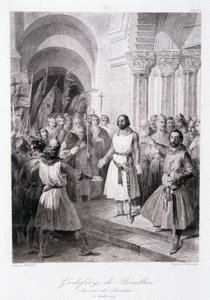 Godefroi av Bouillon ble valgt til konge av Jerusalem 23. juli av Unknown artist