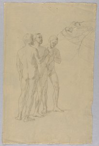 Gruppe på tre mannlige nakenbilder av Unknown artist