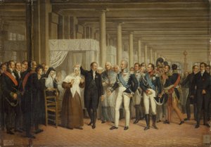 Guillaume Dupuytren (1777–1835) på Hôtel-Dieu gir Karl X en øyeoperasjon, cirka 1825 (olje på lerret) av Unknown artist