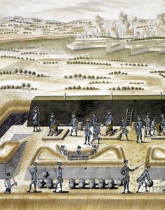 Gunners at work - i "Artillery Treaty", av François Lingier, Strasbourg av Unknown artist