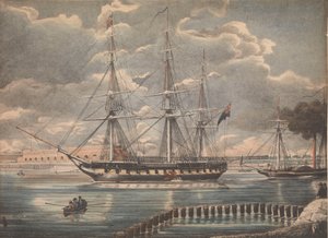 HMS #39;Active#39; (litografi, farget) av Unknown artist