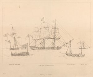 HM Yacht The Prince Regent og skipets båt av Unknown artist