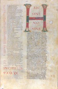Haec sunt nomina: Initial av Exodus-boken, 1000-tallet (miniatyr, pergamentmanuskript) av Unknown artist