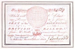 Halvguinea-billett for ballongoppstigning på Tottenham Court Road, London, 23. mars 1785 av Unknown artist