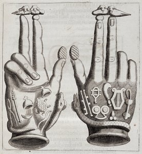 Hender i «Mensae Isiaca» (tale av gudenes store mor, seglene hennes, juvelene og amuletter og noen av figurene hennes) av Unknown artist