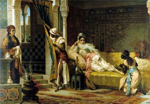 Harem. 1800-talls kromolitografi. av Unknown artist