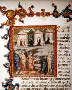Historiae romanae tiår (= grupper på 10 bøker) (i fransk Romas historie fra grunnleggelsen til 292 f.Kr.) av Titus Live (Titus Live) eller Titus Livius på latin (-59 - 17). Miniatyr som representerer den romerske erobringen. sd. 1300-tallet. av Unknown artist