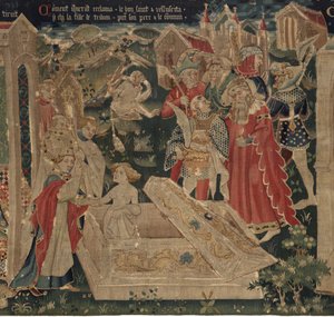 Historien om Saint Piat og Saint Eleuthère, scene 12: Oppstandelsen til tribiunens datter av Unknown artist