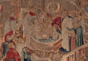 Historien om Saint Piat og Saint Eleuthère, Scene 6 Detalj midt. Dåpsscene. av Unknown artist