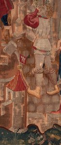 Historien om Saint Piat og Saint Eleuthère, Scene 6 Detalj midt til venstre. En mann. av Unknown artist