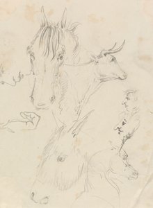 Hester, ku og menn av Unknown artist