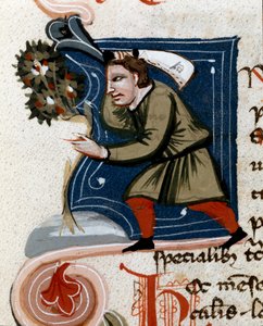 Hagebruk: potting et tre. Detalj. Manuskriptside (MS.s.vi) "" Agrarian Treat "" av Pietro de Crescenzi (Crescent Stone eller Crescens Stone) (1233-1320) 1300-tallet Cesena, Biblioteca Malatestiana av Unknown artist