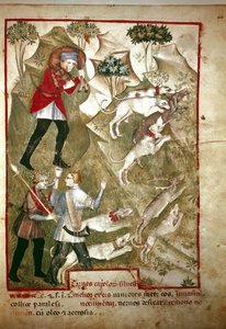 Jakt (miniatyr, 1300-tallet) av Unknown artist