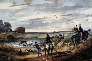 Jaktscene - Anonym gravering, ca. 1850 av Unknown artist