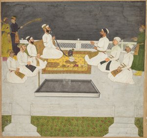 Husain Ali Khan underholder sine brødre (The Sayyid Brothers) av Unknown artist