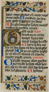 Opplyst initial «G» fra en bønnebok av Unknown artist