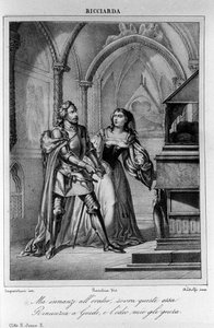 Illustrasjon for scene 2 av akt II av "Ricciarda"" av den italienske poeten og dramatikeren Ugo Foscolo (1778-1827) 1800-tallet av Unknown artist