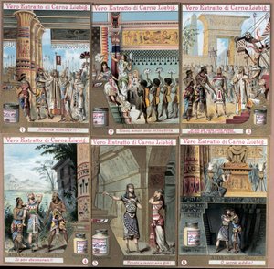 Illustrasjon til operaen "" Aida" av den italienske komponisten Giuseppe Verdi (1813-1901). kromolitografi fra slutten av 1800-tallet. av Unknown artist