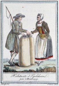 Innbyggere nær Strasbourg - i "" Travel Encyclopedia"" av Grasset Saint Sauveur, Paris-utgaven av Unknown artist