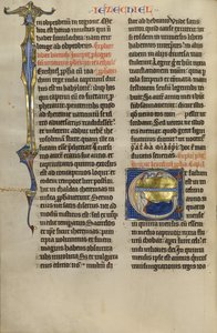 Initial E: Esekiels syn av tetramorfen av Unknown artist