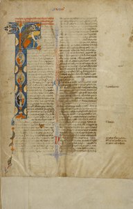 Initial F: Hellige Hieronymus, Peter, Paulus og Dominik av Unknown artist