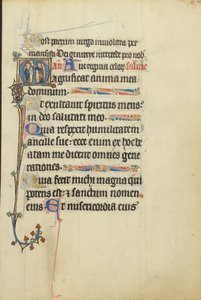 Initial M: Jomfru Maria og barnet med en helgen av Unknown artist