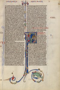 Initial P: Paulus forkynner for en sittende folkemengde  av Unknown artist
