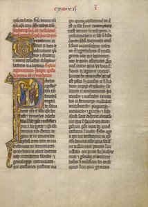 Initial P: Paulus med en bok og en biskop av Unknown artist