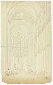 Interiøret i en gotisk katedral av Unknown artist
