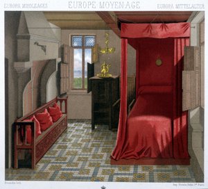 Interiør i et hus på 1400- og 1500-tallet. I «Le costume historique av A. Racinet av Unknown artist