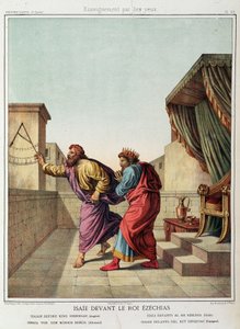 Jesaja før kong Hiskia i "Hellig historie", red. Hachette av Unknown artist