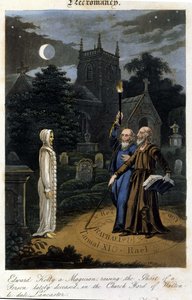 John Dee og Edward Kelly tilkaller en ånd. 1825. Bibl. Morando, Milano av Unknown artist