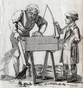 Snekker og lærling. Gravering sent på 1700-tallet. Privat samling. av Unknown artist